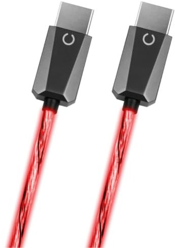 Konix Cable HDMI 2.1 para PC, PS5, Switch 2 y Xbox Series X|S - Compatibilidad 4K y 8K - 48 Gbps - Longitud 1,2 m - Iluminación LED roja