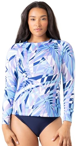 Spyder Women's Swim Langärmeliger Rashguard – schnelltrocknend, UPF+, Schwimmshirt, Strand, Surfen, Wandern, Fitnessstudio, Yoga, Denim, Medium