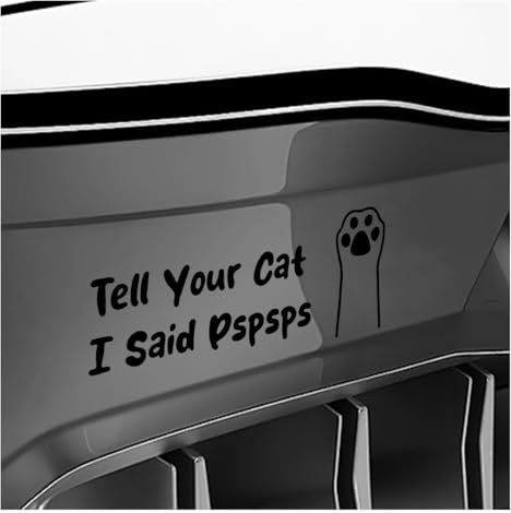 DUSCOKE Autoaufkleber mit Aufschrift Tell Your Cat I Said Pspsps, 18 x 7,2 cm, niedliches Kätzchenpfotenmotiv, Vinyl-Fensteraufkleber, lustig, wasserdicht, Auto-LKW-Stoßstangen-Dekoration für Laptop