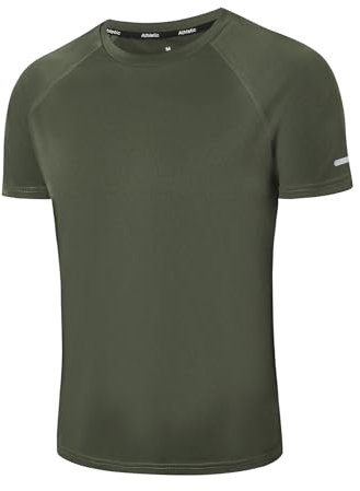 Mens Gym T-Shirts Athletic Running Sports T Shirts for Men Quick Dry Moisture Wicking Workout Work Training Breathable Cool Short Sleeve Tops（T5010-Green-M）