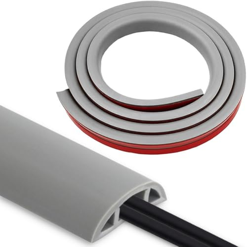 Kabelkanal Grau Selbstklebend Kabelschutz, 6 Meter x 30mm x 10mm | Flexibel, PVC Kabelabdeckung Boden, für zu Hause, Büro, Schule, Lagerraum