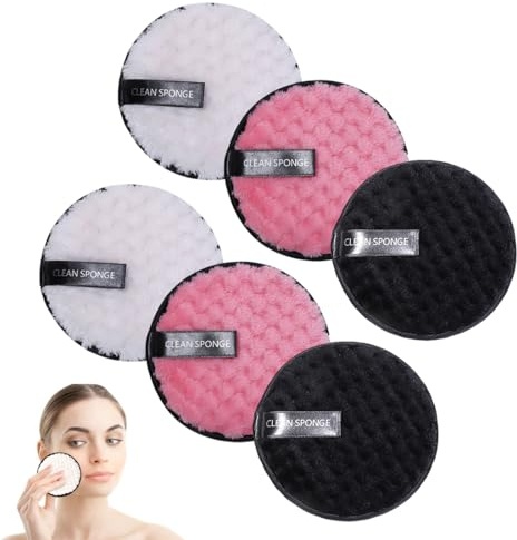 6 Stück Abschminkpads Waschbar, Waschbare Abschminkpads, Abschminktücher Cotton Pad, Abschminkpads Waschbar, Wattepads Wiederverwendbar aus Bambus-Kohle
