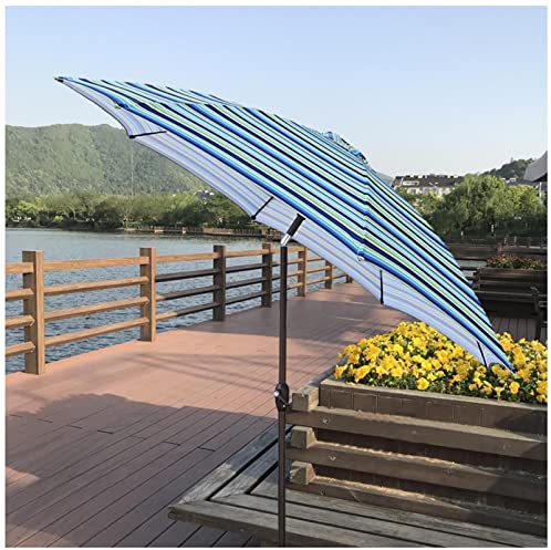 ApuaVireo&Co Parasol de Jardin Rond de 2,70 m (9 pi) avec manivelle et Inclinaison, Motif Rayures Vertes et Blanches