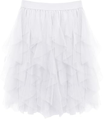 Wikoan Damen Tüllrock Kurz Petticoat Tütü Hoher Taillierter Faltenrock Unregelmäßig A-Linie Ballett Tutu Rock Midirock Sommerrock Tüllrock Karneval