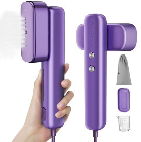 Travel Steamer for Clothes, 100–230V Dual Voltage 2-in-1 Handheld Garment Steamer & Iron, 15s Fast Heat-Up, 80ml Leak-Proof Tank, Large Ceramic Plate, Auto Shut-Off, Portable for Home & Travel
