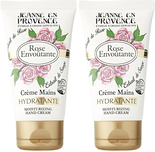JEANNE EN PROVENCE - Crème pour les mains - Rose Envoûtante - Nourrit, Parfume & Adoucit - Pour Peaux Sèches - 95% d'Ingrédients d'origine naturelle - Fabriqué en France à Grasse - 75 ml (Lot de 2)