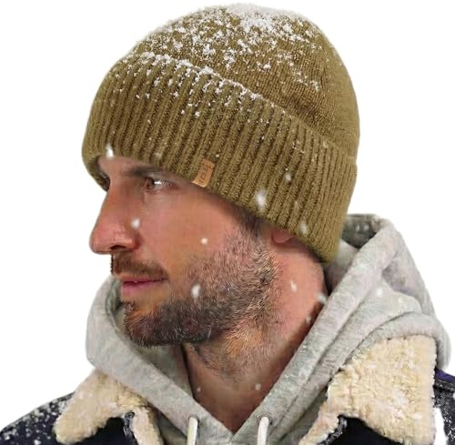 TOP-EX XL/XXL Merinowolle Wasserabweisend Mütze Herren Damen Warme Wintermütze mit Fleecefutter Woll Strickmütze Männer Frauen Winddichte Laufen Beanie Herren Mütze Winter