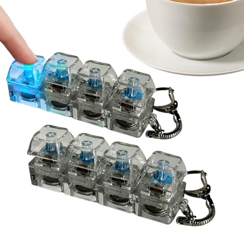 Clicker Keyboard Fidget With Light, 2er-Pack Keyboard Keychain, Interaktive Tastaturen Fingerspitzen Spielzeug, 4 Tasten Taktiles Stressabbau Tool Für Erwachsene Kinder jungens Familie Reisen Rucksack