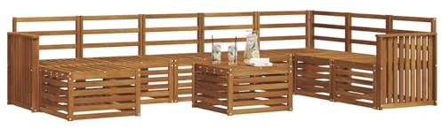 vidaXL Sofagarnituren Natur Massivholz Akazie, Modernes Outdoor-Sofa Set, langlebige Sitzmöbel für Garten, Terrasse, Lounge und gemütliches Wohnen