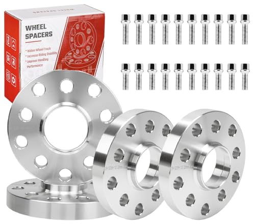 4-TLG Spurverbreiterung 5x100 / 5x112mm (VA 30mm HA 40mm) Ø57,1 Nabenzentriert Spurplatten Set Kompatibel mit Skoda Fabia Octavia Superb, Distanzscheiben inkl. 20 Radschrauben M14x1,5x40/45mm Sliver