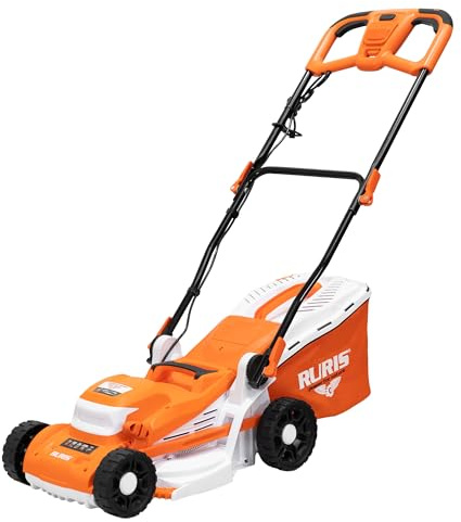 RURIS RXE1400 Comfort tosaerba elettrico 1400 W larghezza 340 mm 6 altezze 20-70 mm vassoio 35 L pettine taglio manico Comfort Pro regolabile 9 kg