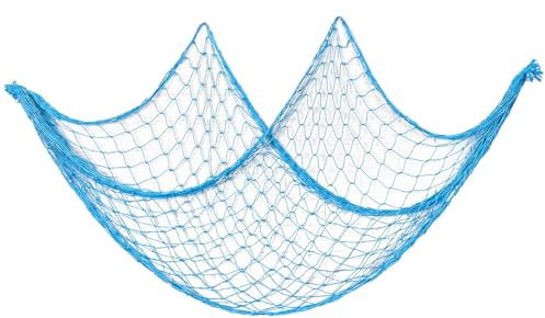 Jeffdad Fischernetz Wand Dekoration 1m x 2m Fischerei Deko Wanddekoration | Mediterranen Fischernetzdekoration Fischerei Fischernetz Wanddekoration Deko für Hochzeit Fotografieren Netz Deko Wohnzimmer