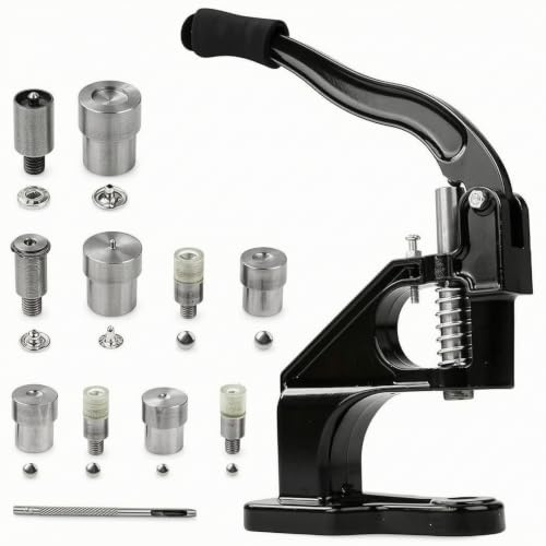 KiBcsLic Eyelet Eyelet Hand Press Machine with Dies Complete Hand Press Machine with Setting Dies Heavy-Duty Rivet Setter for Hobbyists, Makers, Garment Repair, Workshops