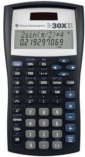 Texas Instruments TI-30XIIS Scientific Calculator, Black with Blue Accents (30XIIS/TBL/1L1/BK)