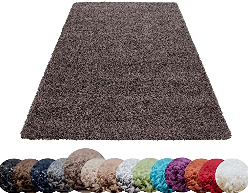 HomebyHome Shaggy Teppich Wohnzimmer 160 x 230 cm - Shaggy Teppich Hochflor Taupe Extra Weich und Flauschig - Waschbarer Langflor Teppiche für Schlafzimmer, Küche, Flur - Carpet, Halı, Kilim