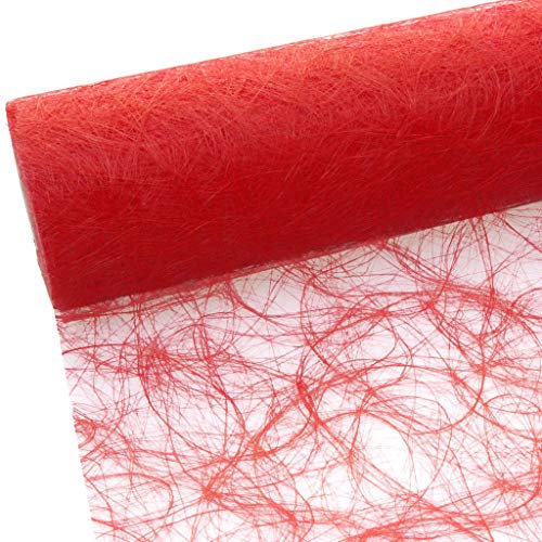 Sizoweb Tischband - 25 Meter Rolle + 100 Deko Herzen Gratis (20cm Breite, in Leuchtrot)