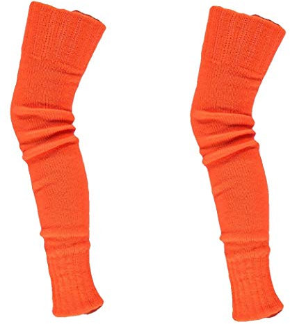 krautwear® Damen Beinwärmer 2 Paar Stulpen Legwarmers Overknees gestrickte Strümpfe ca. 70cm 80er Jahre 1980er Jahre (2x orange)