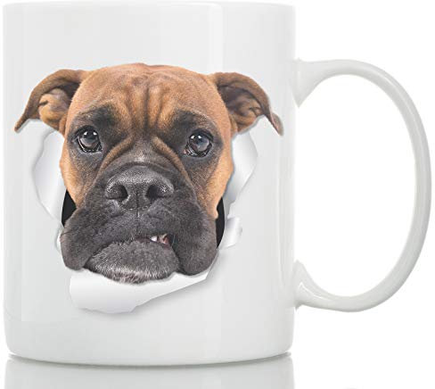 Winston & Bear Taza de Perro Boxer Gruñón - Taza Perro Boxer de Cerámica para Cafe - Divertida y Bonita Taza de Café para Amantes de los Perros