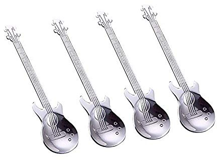 LANGING 4Piezas cucharas de Acero Inoxidable con Forma de Guitarra té y café