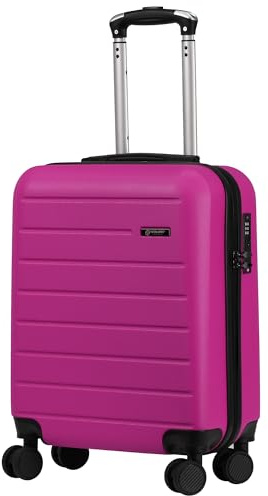 Rocklands® Lightweight 4 Wheel Hard Shell Luggage Suitcase Ryanair Cabin Travel Bag 55x40x20cm - ABS822 (Pink)