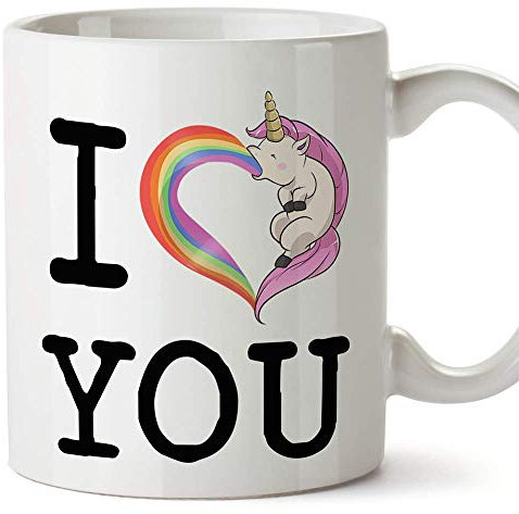 MUGFFINS Love Mug -I Love (Unicorn) You - Anniversary/Valentine's Day Present for Special Friends/Couples - Tea/Coffee Ceramic Cup 11oz
