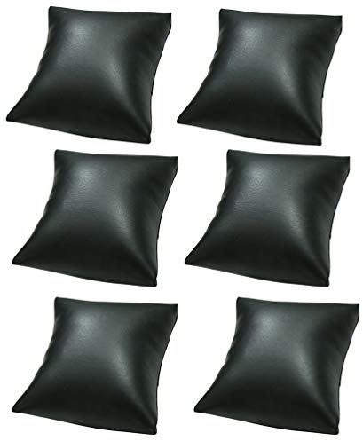 Teensery 6 Stück schwarze PU-Leder-Armband-Uhrenkissen, Armreif-Kissen für Schmuck-Displays, 10,2 x 10,2 cm