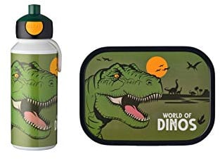 Mepal - Lunch-Set Campus - Lunch-Set für Kinder mit Pop-up Trinkflasche & Lunch Box - Lunch-Set für die Schule oder unterwegs - Spülmaschinenfest & BPA-frei - 400 ml + 750 ml - Dino