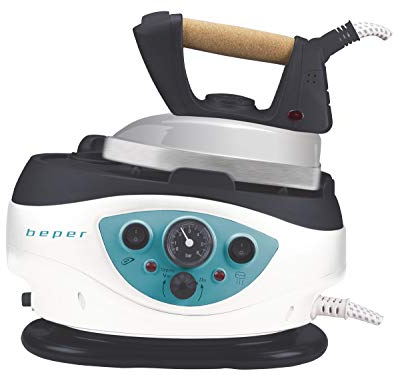 Beper 50.002 – Sistema Stirante con Manometro, Ferro da Stiro a Caldaia, Serbatoio 850 ml, Piastra Alluminio, Vapore Continuo, Temperatura Regolabile, Impugnatura in Sughero, Ironing System with Press