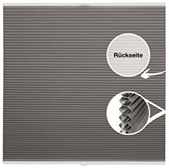 ondeco Waben-Plissee Thermo auf Maß für alle Fenster innen, Montage in Glasleiste Spannschuh, Sonnenschutz-Rollo lichtschutz und Blickdicht, Verdunkelung Grau B: 131-140 cm, H: 101-150 cm