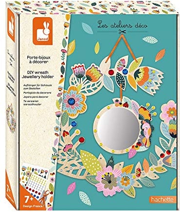 Janod - Schmuckhalter aus Holz zum Dekorieren - Les Ateliers Déco - Set für kreative Freizeitbeschäftigungen für Kinder - Entwicklung von Feinmotorik und Kreativität - Ab 7 Jahren, J07923