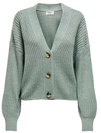 ONLY Onlcarolspring L/S Cardigan KNT, Vert Chinois, XL Femme