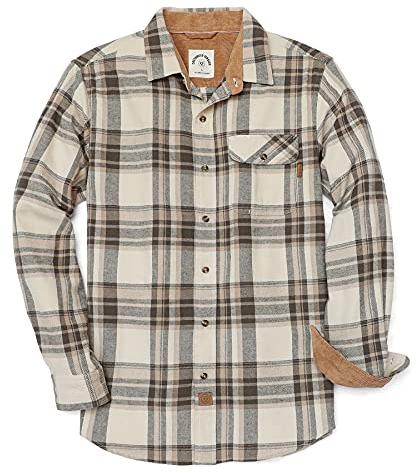 Dubinik® Mens Flannel Shirts Long Sleeve Flannel Shirt for Men Casual Button Down Brushed 100% Cotton Shirt