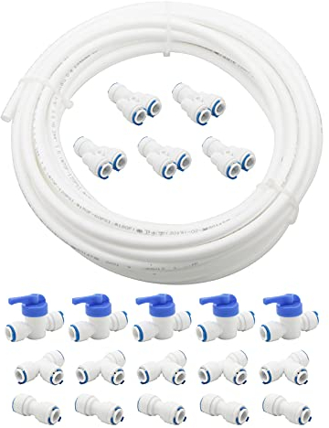 Pxyelec 10 m Wasserversorgungsschlauch und KühlschrankAnschluss Set, Kühlschrank Wasserschlauch Anschluss Kit für Europäischen Stil Doppel Kühlschrank (3/8 Zoll)