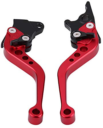 KIMISS 1 Paar 22mm 7/8 CNC Aluminium Motorrad Kupplungshebel Bremshebel Griffe Universal Bremshebel Doppelscheibengriff(Rot)