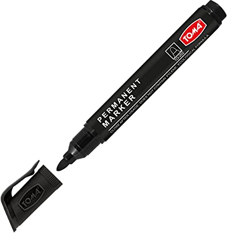 Permanent Pen - Permanent Marker - Waterproof, Can be used on Various Surfaces - Safe for Health and Environment - Fibre Tip 2.0 mm (Black, Pack of 1)