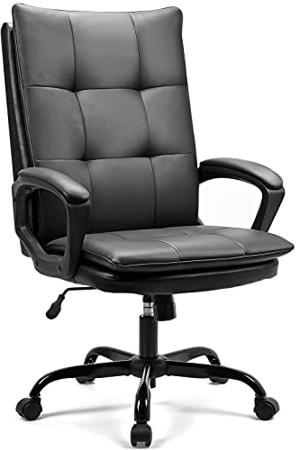 BASETBL Bürostuhl Chefsessel, Schreibtischstuhl Ergonomisch, Drehstuhl, Pc Stuhl mit gepolsterter Armlehne und weiche Kopfstütze, Rückenlehne, drehbar und Wippfunktion,Höhenverstellbar, Schwarz