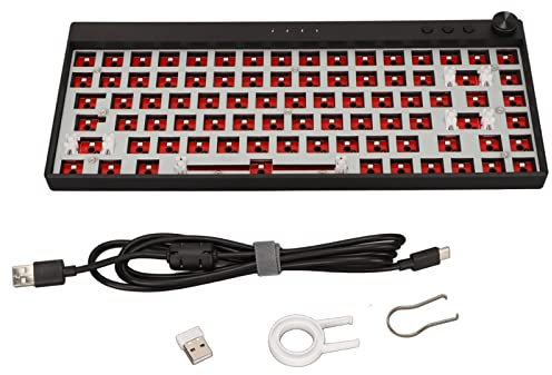 Lazmin112 Mechanisches Tastatur-Kit, 84 Tasten DIY RGB-Beleuchtung Hot Swap Wireless 2.4G BT 3.0 5.0 Typ C Wired Custom Keyboard Kompatibel für Win für IOS(Schwarz)