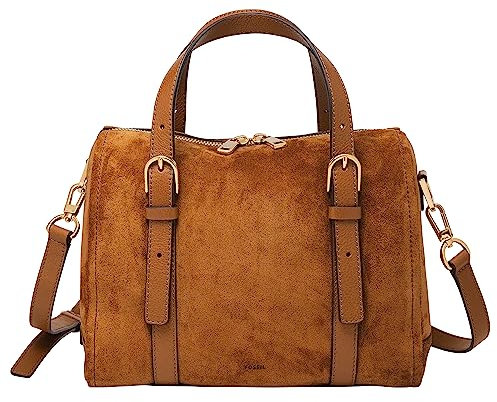 Fossil Damen Carlie Leder Satchel Geldbörse Handtasche für Frauen, Sattel, Einheitsgröße