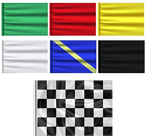 Set mit 7 Rennstreckenflaggen, 63.5x76.2 cm, Polyester-Rennflaggen-Set, Rennstrecke, Flaggen für Sport, Outdoor, Karting, Kreislauf und Zuhause, Innen- und Außenbereich, Party-Dekorationen