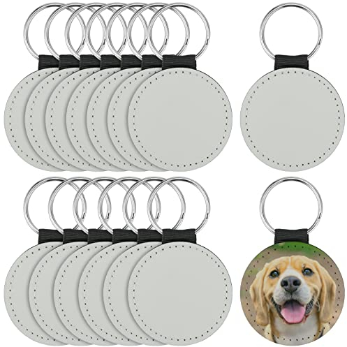JEUIHAU Sublimations-Schlüsselanhänger, Rohlinge, PU-Leder, Sublimations-Schlüsselanhänger, Wärmeübertragung, Schlüsselanhänger für Anhänger, Ornamente, Geschenk, Weiß, 15 Stück, Weiss/opulenter