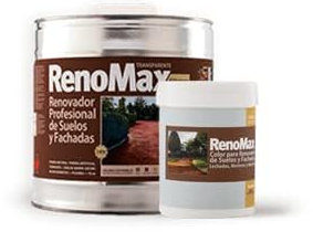 Renomax - Resina Hormigon Impreso y Superficies Porosas Al Disolvente + Tinte Hormigon Impreso Rojo Óxido, 2L Cubre hasta 20m² | Repara y Protege Suelos,Fachadas | Fácil de Aplicar, Garantía 5 Años