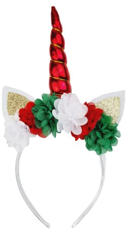 Serre-tête licorne avec fleurs, oreilles et corne de licorne pour filles, adultes et femmes, 1 pièce - Bandeau décoratif pour enfants, pour anniversaire, fête, Halloween, carnaval, Noël, cosplay