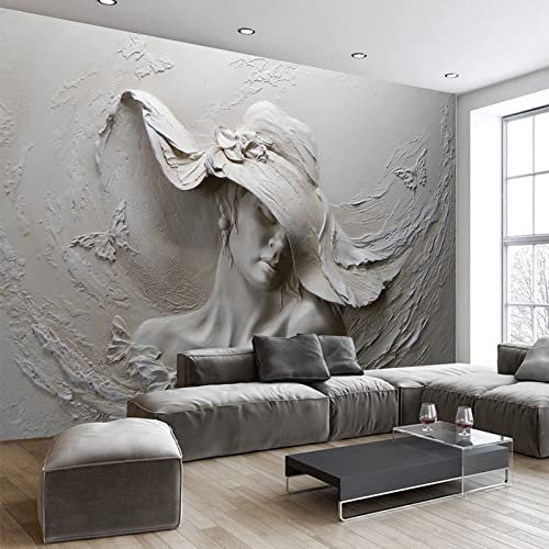 Carta Da Parati 3D Rilievo Donna Elegante In Gesso Carta Da Parati Camera Letto Moderna Fotomurali 3D Gigante Murale Decorazione