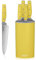 hecef Knife Set, 6 Pieces Kitchen Knives with Universal Knife Block, Stainless Steel Blade with Triple-Rivets Handle, Kitchen Knife Set with Block for Home and Kitchen Yellow