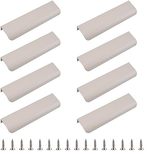 MOROBOR Fingerrandgriff, verdeckter Griff, moderner Stil, gebogen, Aluminiumlegierung, unsichtbarer Griff, Kleiderschrankgriff für Schrank, Hardware, Schublade, 120 mm, Kaschmirgrau, 8 Stück
