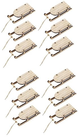 HOMSFOU 12 Stück Schlitten Bürodekoration Miniaturdekoration Holztisch Schlittendekoration Miniaturbäume Zum Basteln Miniaturschlitten Weihnachtsschlitten Holzschlitten