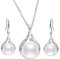 Aleasha Perlenkette Ohrringe Set Damen Silber Weiße Perlen Anhänger Halskette Schmuck Set Braut Hochzeit