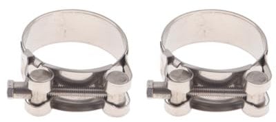2 Set of Motorbike Exhaust Clamp Clip Stainless Steel Muffler Silencer Clamps 48-51mm, Silver