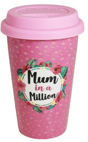 Widdle Gifts Mothers Day Travel Mug Pink Mum in a Million - Double-Walled Ceramic with Silicone lid 6412
