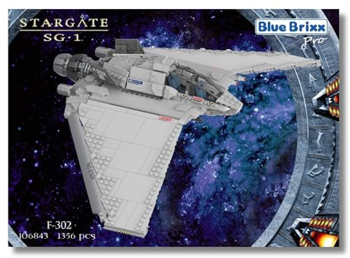 BlueBrixx Pro 106843 – Stargate F-302 aus Klemmbausteinen mit 1356 Bauelementen